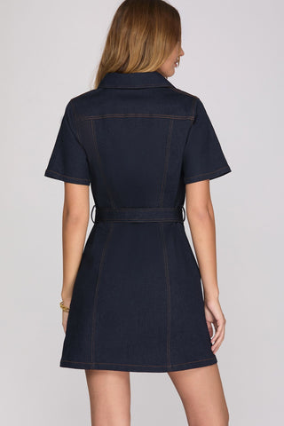 Downtown Darling | Denim Shirt Dress - Sugar Co.