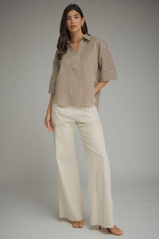 Dune Gingham Drop Shoulder Top - Sugar Co.