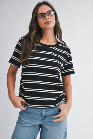 Striped Boxy Short Sleeve Tee Pink