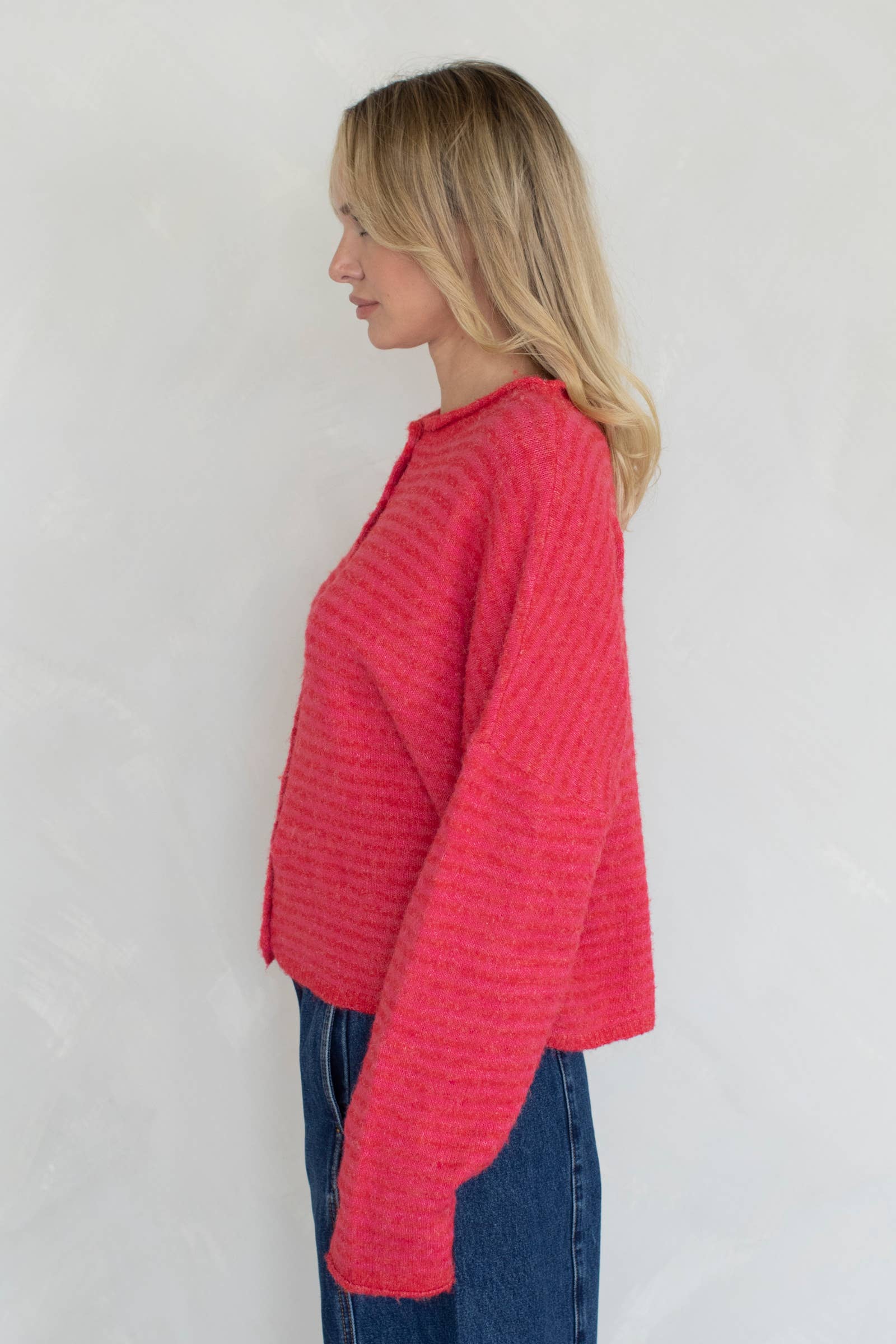 Piper Cardigan Mini Striped cherry