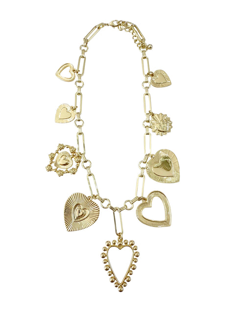 Heart Love Gold Multi Heart Charm Necklace
