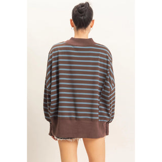 Cozy & Striped Mock Neck