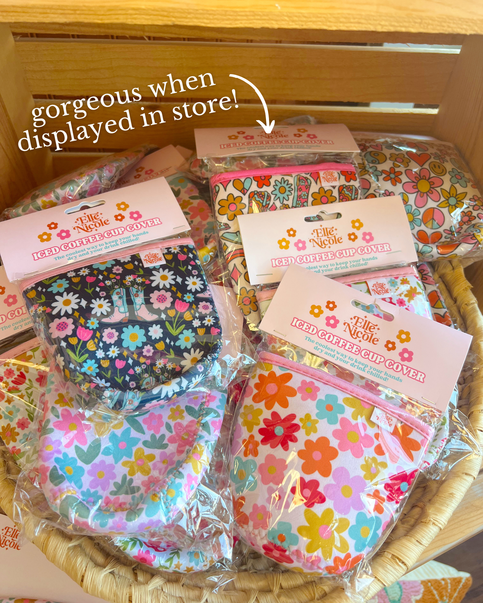 Cutie Cup Cover - Retro Florals - Iced Drink Sleeve: Large 24oz