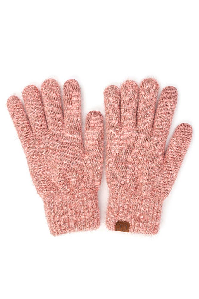 C.C Heather Knit Plain Gloves: Bubble Berry