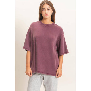 Easy Like Sunday Waffle Top Dusty Blue - Sugar Co.