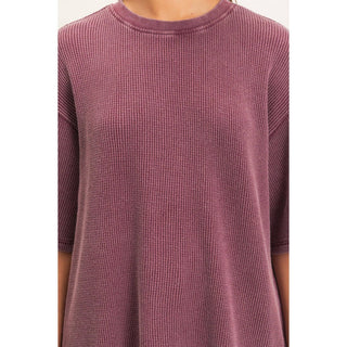 Easy Like Sunday Waffle Top Dusty Blue - Sugar Co.