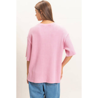 Easy Like Sunday Waffle Top Pink - Sugar Co.