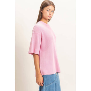 Easy Like Sunday Waffle Top Pink - Sugar Co.