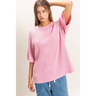 Easy Like Sunday Waffle Top Pink - Sugar Co.