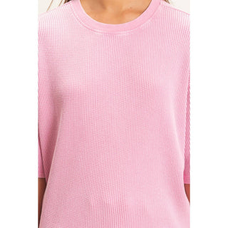 Easy Like Sunday Waffle Top Pink - Sugar Co.