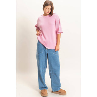 Easy Like Sunday Waffle Top Pink - Sugar Co.