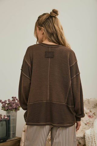 Easygoing Split Neck Top Ivory - Sugar Co.