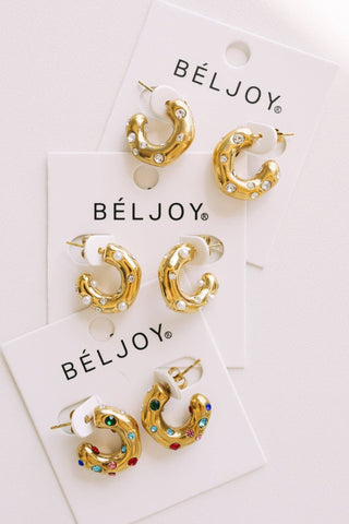 Ebby Hoop Earrings || Choose Color: CRYSTAL - Sugar Co.