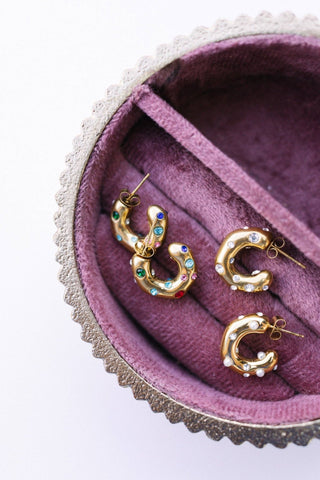 Ebby Hoop Earrings || Choose Color: CRYSTAL - Sugar Co.