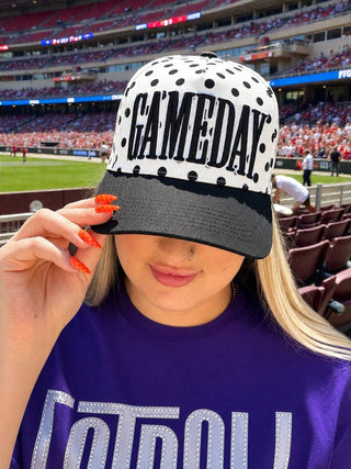 Gameday Black and White polka dots Cap