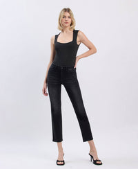HIGH RISE ANKLE SLIM STRAIGHT JEANS