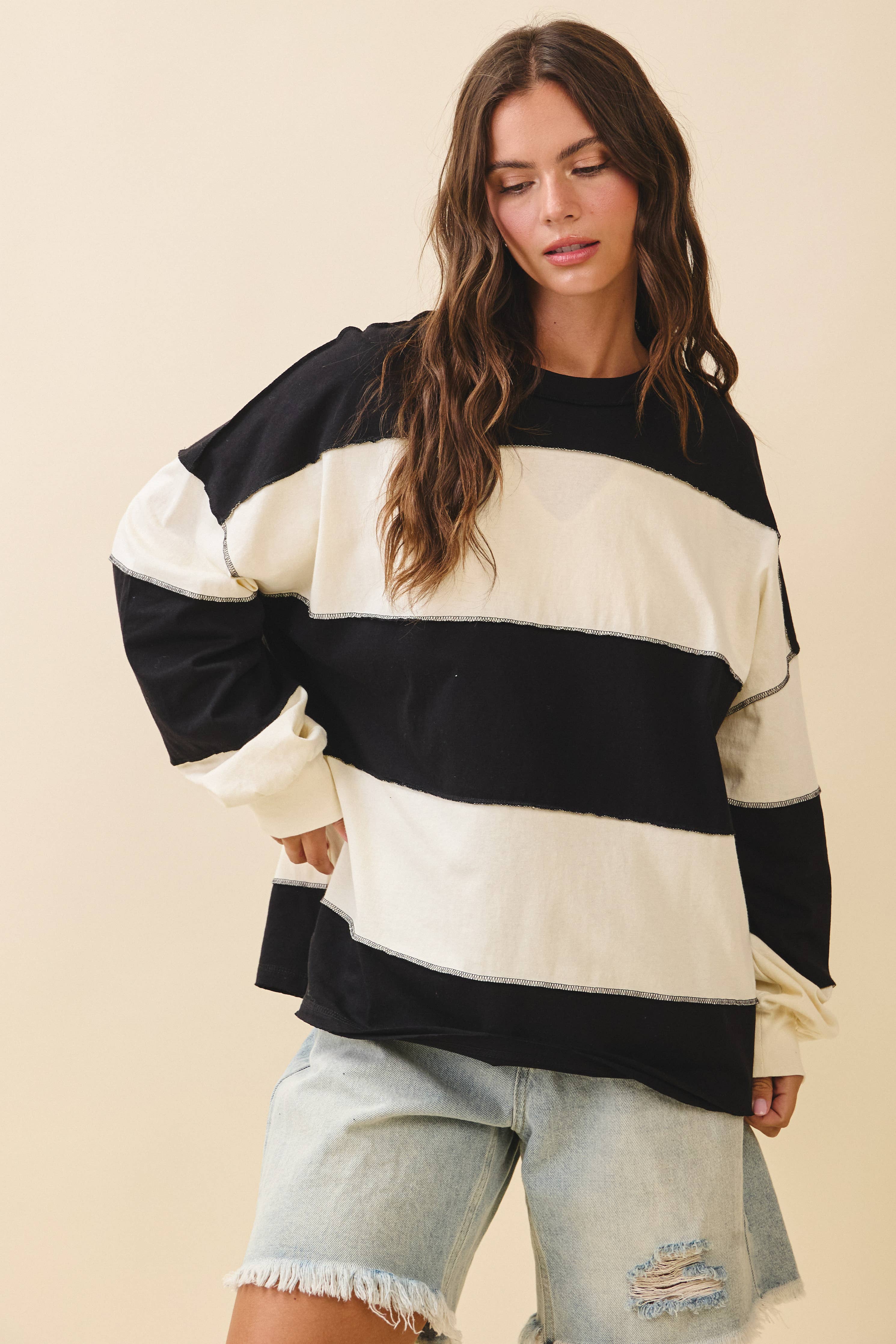 Everyday Panel Long Sleeve Top: Pineapple Navy