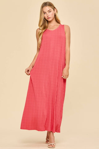 Effortless Texture Maxi Dress Coral - Sugar Co.