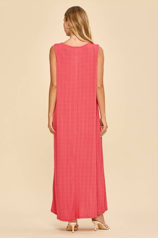 Effortless Texture Maxi Dress Coral - Sugar Co.