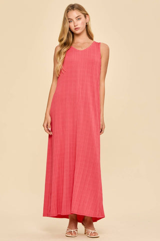 Effortless Texture Maxi Dress Coral - Sugar Co.