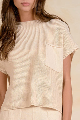ELAN | Cap Sleeve Ribbed Pocket Sweater - Sugar Co.