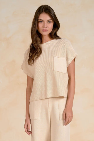 ELAN | Cap Sleeve Ribbed Pocket Sweater - Sugar Co.