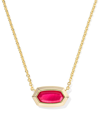 Elisa Bezel Gold Short Pendant Necklace in CARMINE RED ILLUSION - Sugar Co.