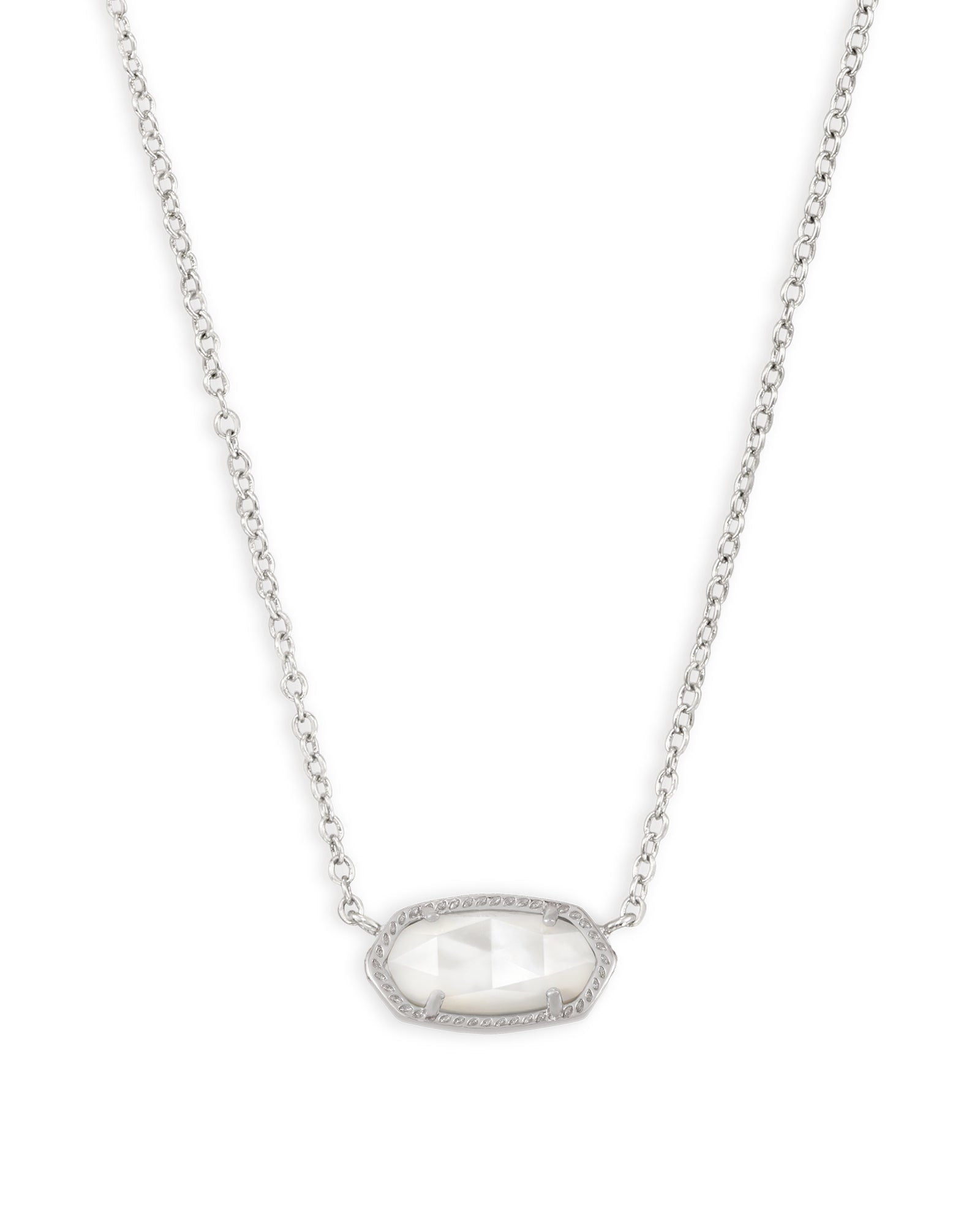 Elisa Pendant Necklace in Silver Ivory Mother of Pearl