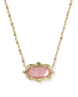 Elisa Scallop Pendant Necklace Gold Light Pink Iridescent Abalone - Sugar Co.