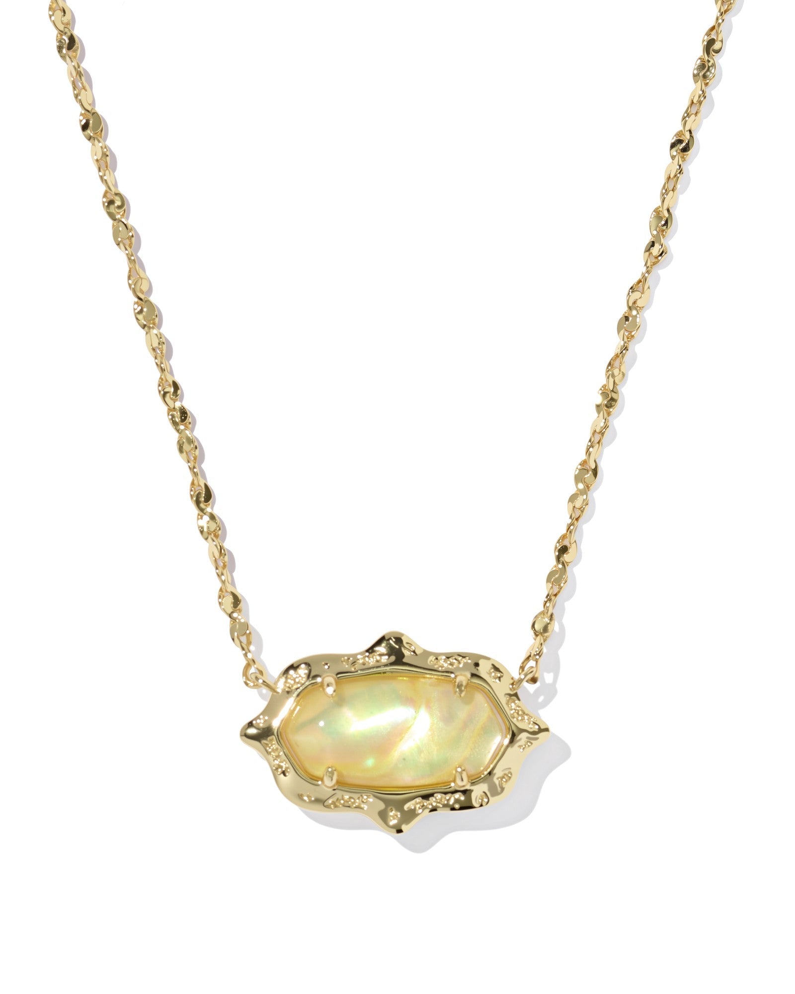 Elisa Scallop Pendant Necklace Gold Yellow Iridescent Abalone