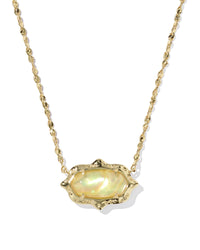 Elisa Scallop Pendant Necklace Gold Yellow Iridescent Abalone