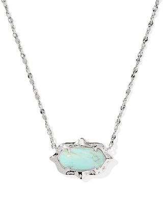 Elisa Scallop Pendant Necklace Silver Sea Green Chrysocolla - Sugar Co.