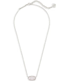 Elisa Short Pendant Necklace in Rhodium Iridescent Drusy - Sugar Co.
