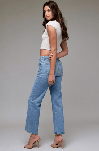 Ella Vintage Wash Stretch Mid Rise Classic Straight - Sugar Co.