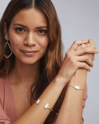 Elton Cuff Bracelet in Gold Ivory Mother of Pearl - Sugar Co.