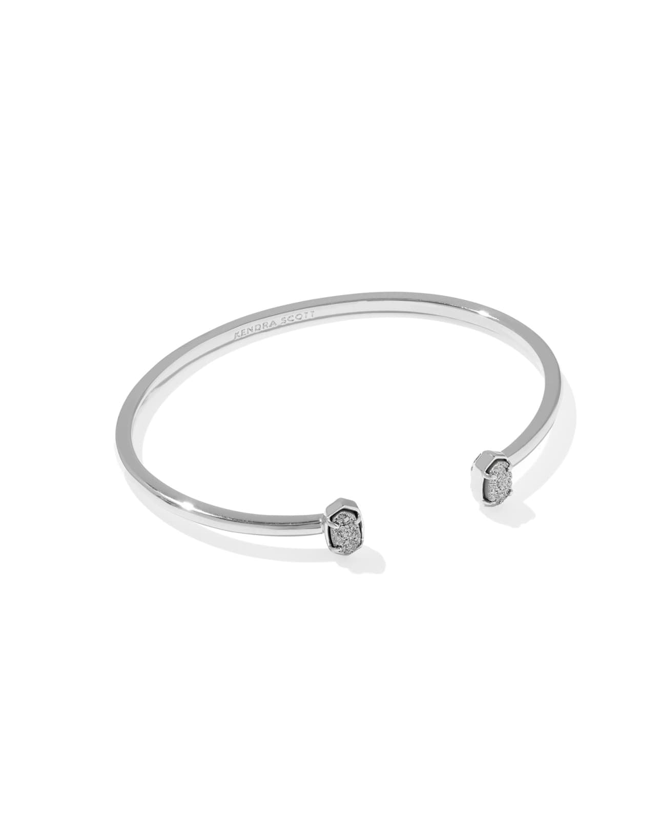 Emilie Silver Cuff Bracelet Platinum Drusy
