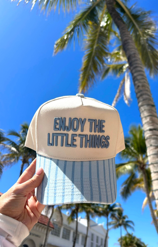 Enjoy the Little Things - Blue Stripe Vintage Trucker Hat - Sugar Co.