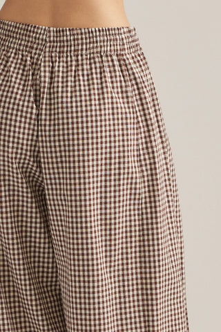 Gingham Gathered Barrel Pants