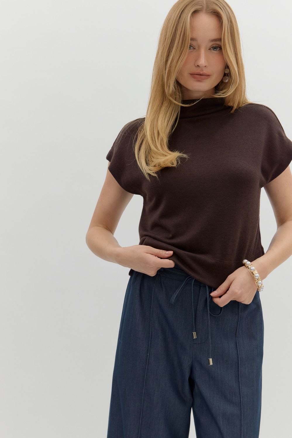 Magnolia Mock Neck Hunter Green