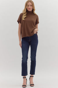 Merritt Mock Neck Top Brown