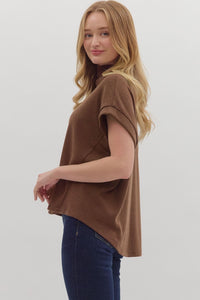 Merritt Mock Neck Top Brown