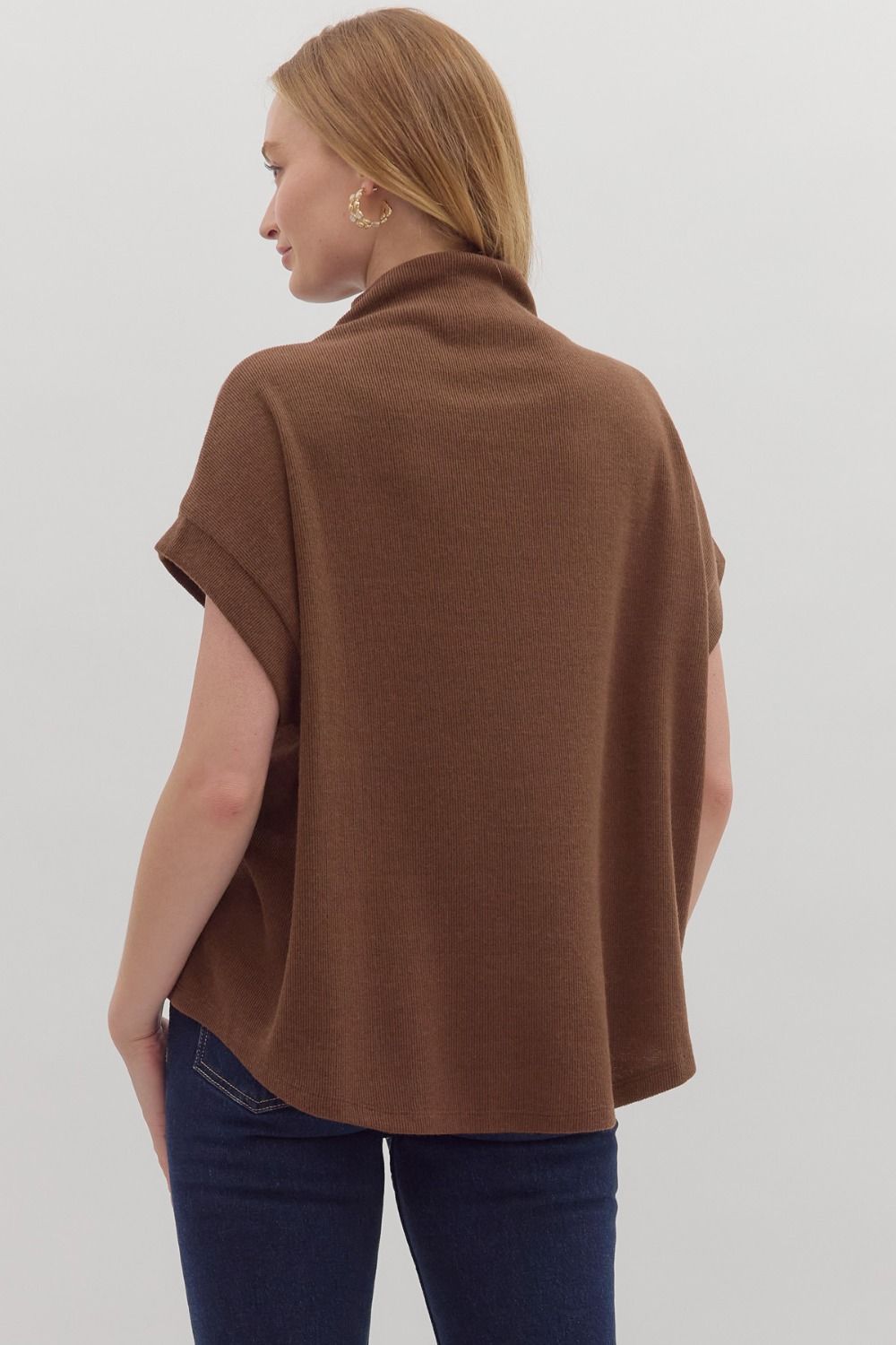 Merritt Mock Neck Top Brown
