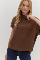 Merritt Mock Neck Top Brown