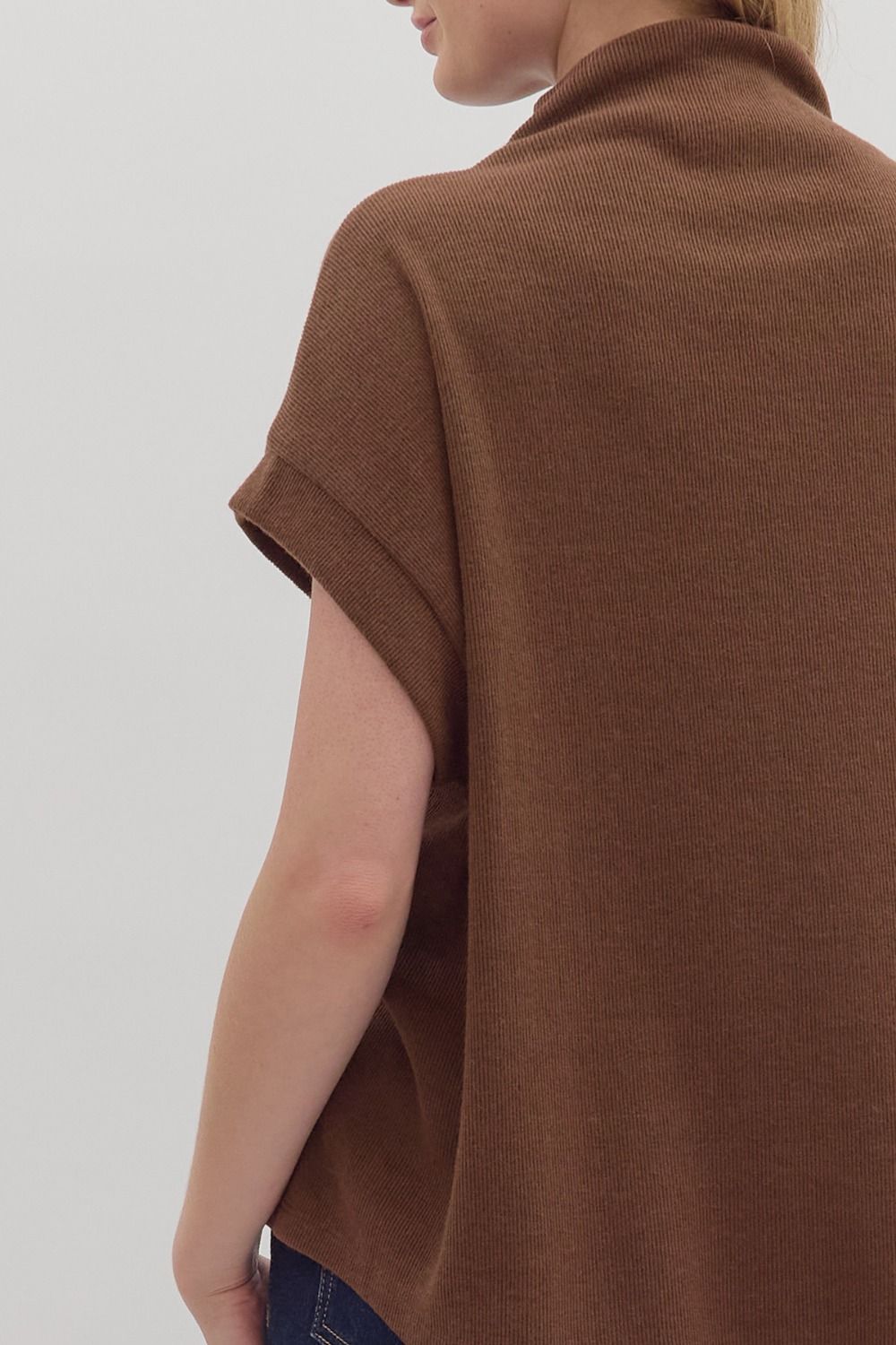 Merritt Mock Neck Top Brown