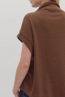 Merritt Mock Neck Top Brown