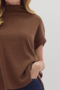 Merritt Mock Neck Top Brown