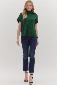 Merritt Mock Neck Top Hunter Green