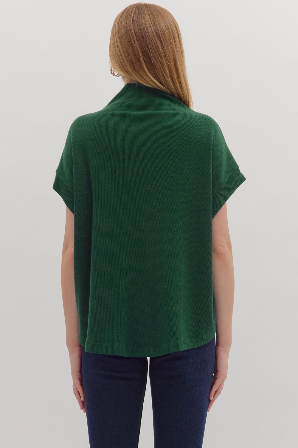 Merritt Mock Neck Top Hunter Green