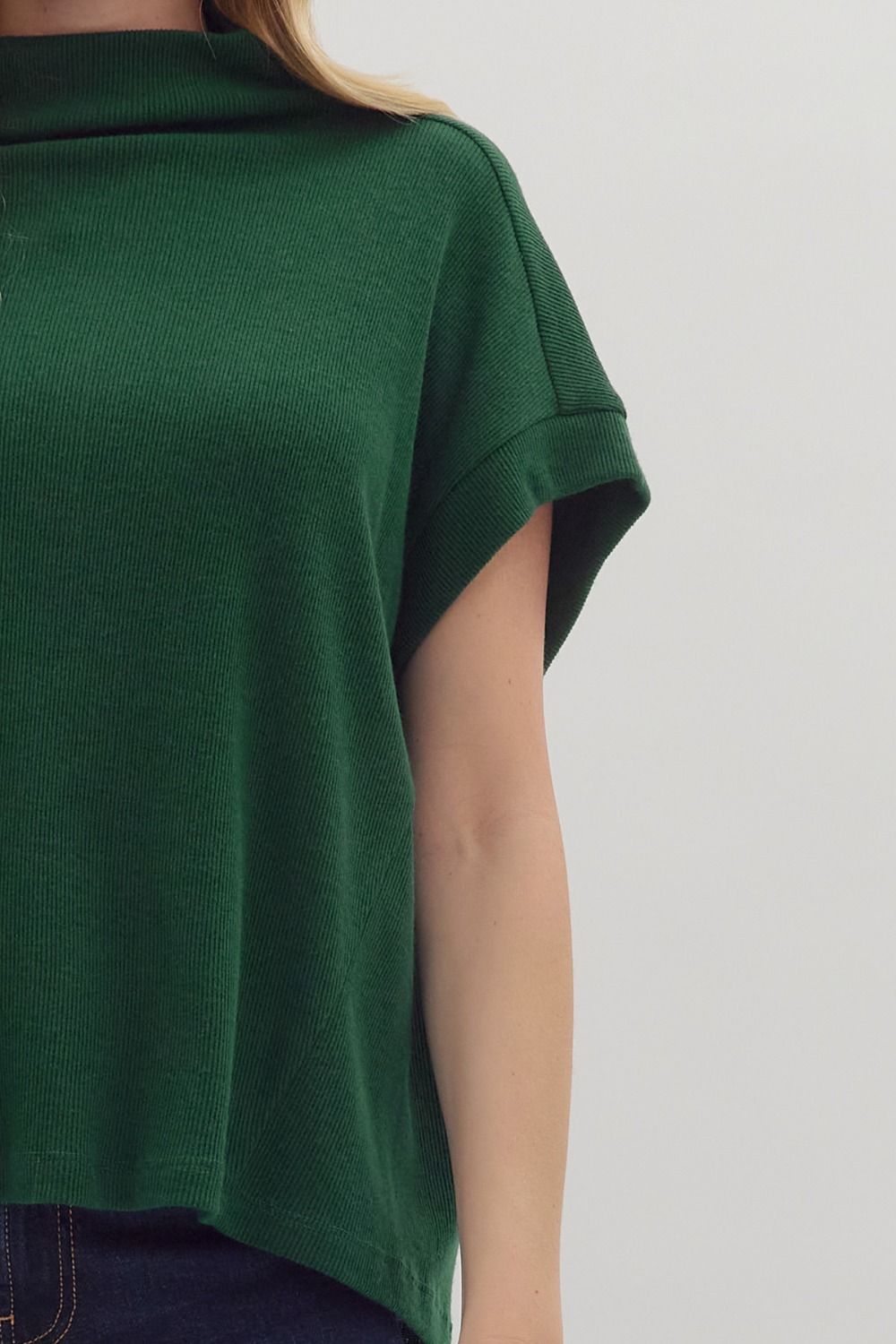 Merritt Mock Neck Top Hunter Green