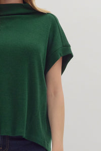 Merritt Mock Neck Top Hunter Green